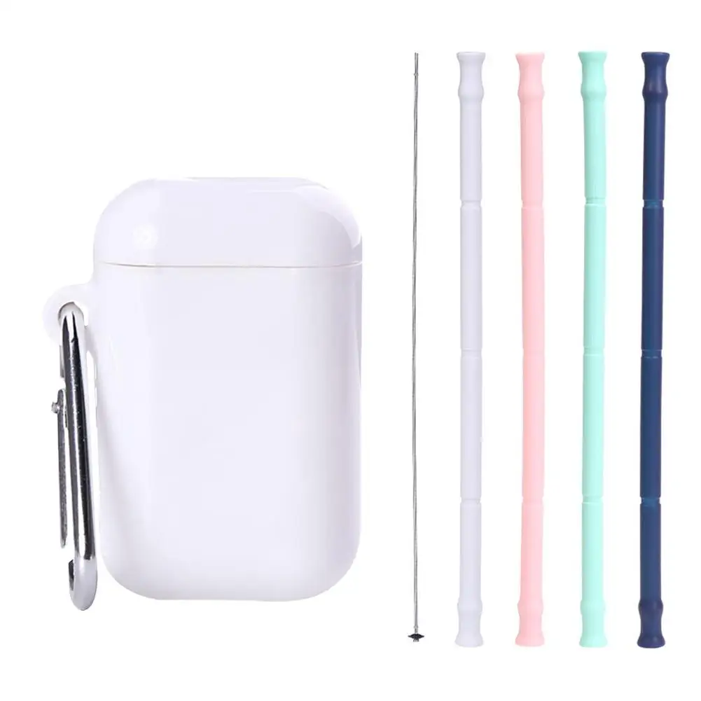 

Convenient To Carry Reusable Bamboo Tube Silicone Collapsible Straw Reusable Silicone Collapsible Straws