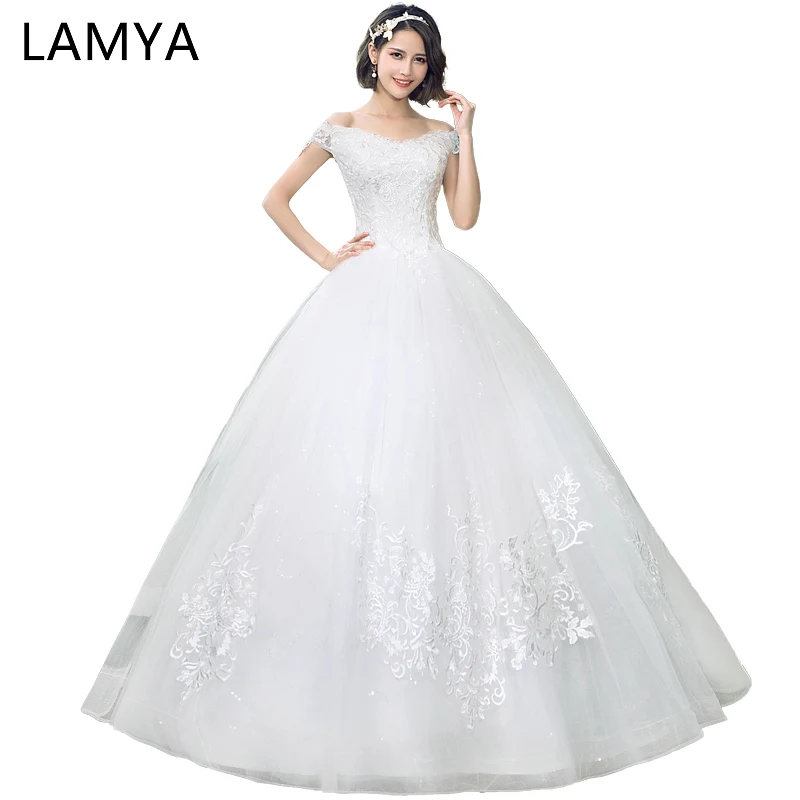 

AMYA V Neck Cheap Wedding Dresses Lace Up Elegant Bridal Gown Vintage Plus Size Vestido De Noiva Real Photo cheap wedding dress