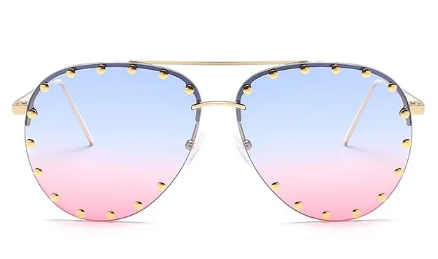 Женские солнцезащитные очки пилота с металлическими заклепками, женские роскошные индивидуальные очки с заклепками CCSPACE, брендовые дизайнерские очки, солнцезащитные очки UV400