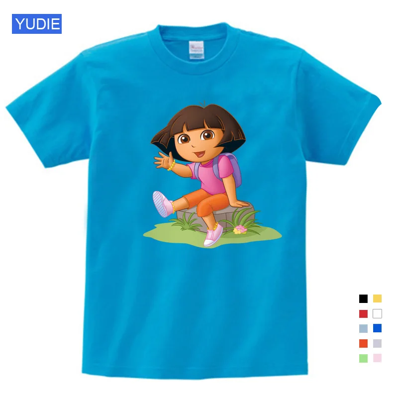 Одежда из чистого хлопка для девочек и детей постарше, летние Забавные футболки, детские белые удобные футболки с изображением Даши-путешественницы - Цвет: T-shirt