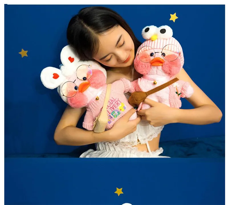 30 см розовый лалафанфан кафе утенок плюшевая игрушка милая утка фаршированная кукла плюшевые куклы-животные детские игрушки подарок на