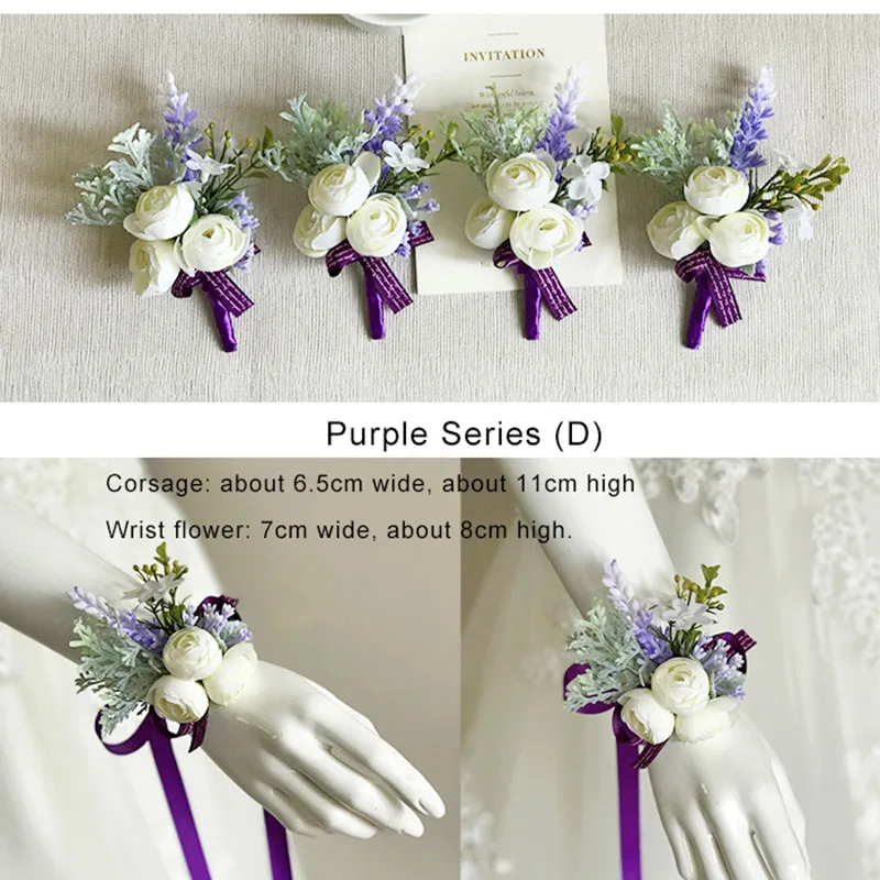 Balance CHO-Bracelet Boutonnière de Mariage pour Homme, Fournitures de Demoiselle d'Honneur, Corsage Violet, Orchidée Injtrash, Bal de Mariage