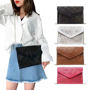 

Hollow Clutch Women PU Leather Evening Party Flap Shoulder Messenger Bag