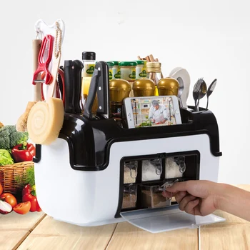 

Vanzlife multi-function spice box with cover kitchen seasoning bottle storage box combination plastic cruet rack