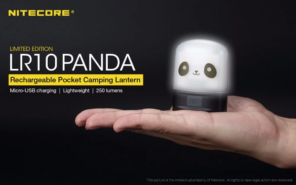 NITECORE LR10/LR10PANDA перезаряжаемый карманный кемпинговый фонарь Micro-USB зарядка 250 люмен встроенный аккумулятор 4.44Wh 6 режимов