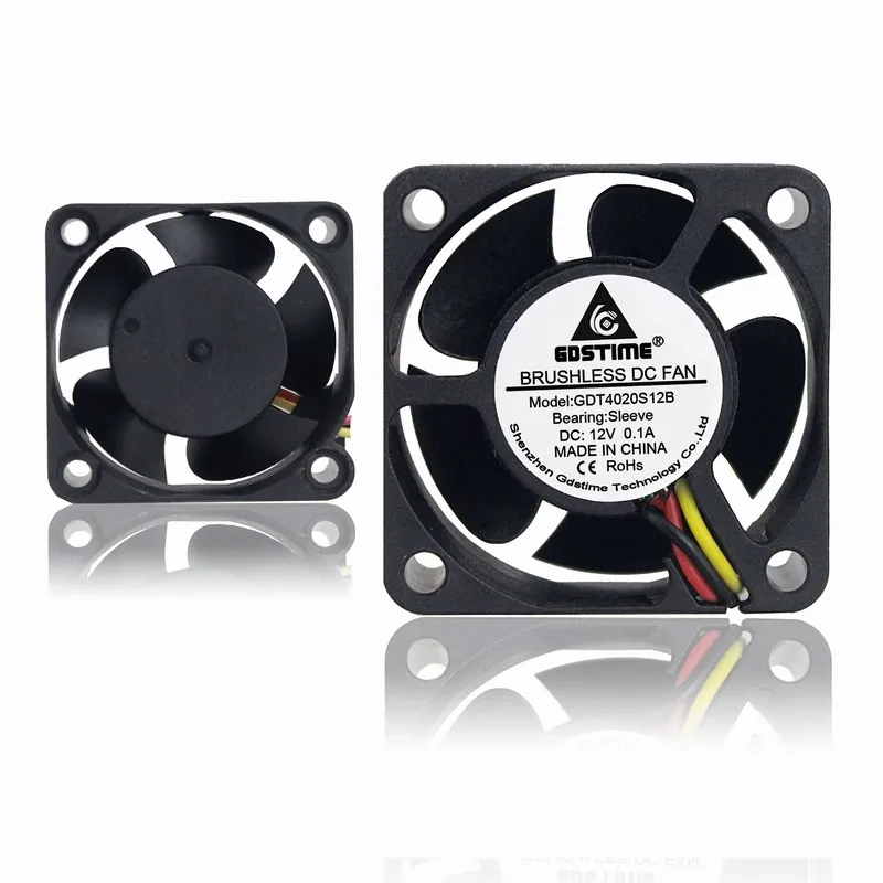 

Gdstime 2 Pieces DC 4cm 3pin 4020s 40 x 40 x 20mm PC 12 Volt Brushless Axial PC Cooler Fan 4020s