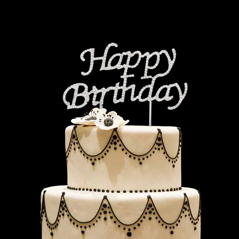 Rhinestones Happy Birthday Cake Topper Kid Boy Girl First 1st Adult