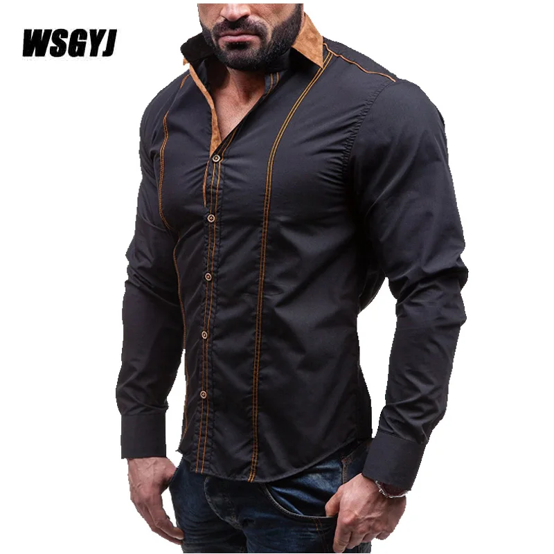 2017 Spring Autumn Features font b Shirts b font font b Men b font Casual font