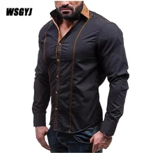 2017 Spring Autumn Features Shirts Men Casual Shirt New Arrival Long Sleeve Casual Slim Fit Male Shirts Plus Size M-4XL