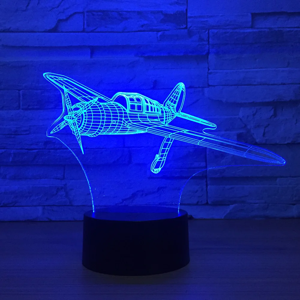 Пропеллер самолет 3D светодиодная лампа 7 цветов ночные светильники для детей сенсорный Usb Настольный Lampara Lampe детский спальный ночник Прямая
