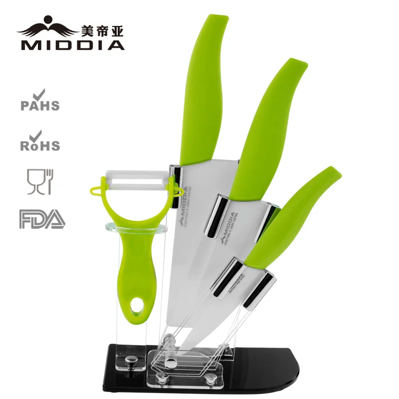 Middia 5 шт. керамических ножей с блок Керамический нож поварской нож+ блок