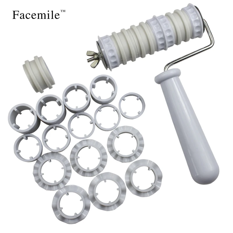 

Fondant Strip Ribbon Cutter Sugarcraft Gift Decorating Tools Plastic Gift Rolling Pin Embosser Roller Set Baking Tools 02006