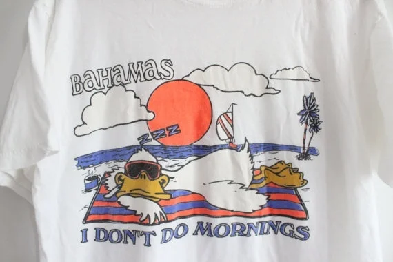 Kuakuayu HJN Bahamas I Don't Do Mornings Пляжная футболка с уткой женская летняя Милая модная Расслабляющая Винтажная Футболка
