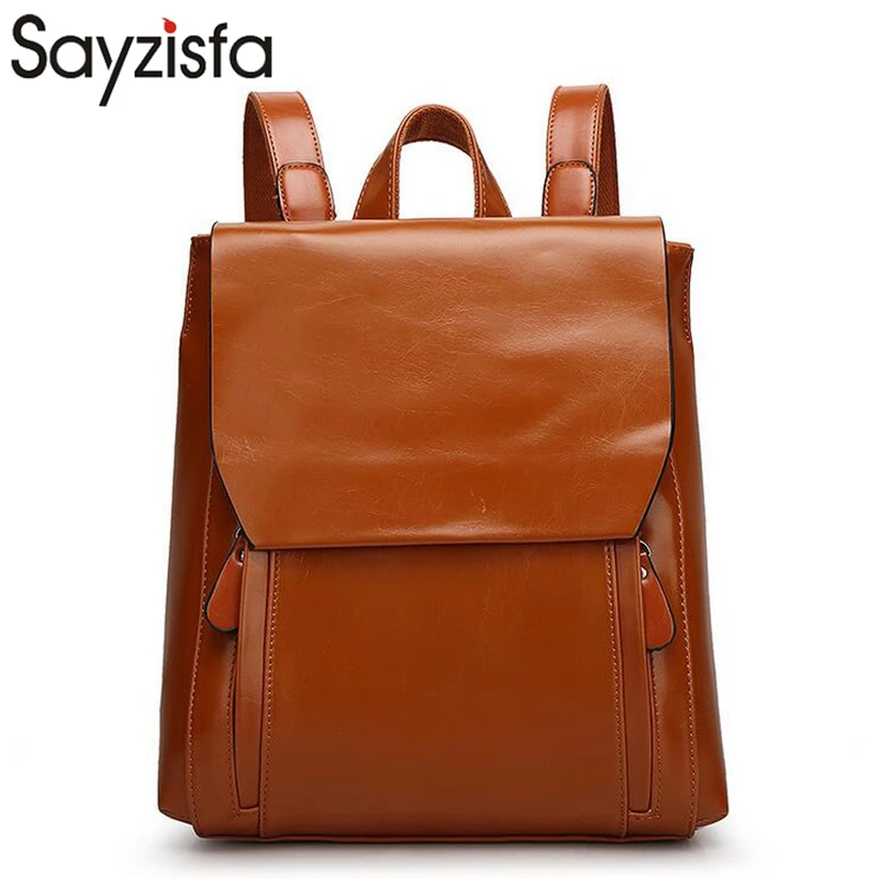 Sayzisfa Women Backpack Leather Mochila Girls Fashion bagpack Postman Bag For Teenagers Shoulder bags High capacity