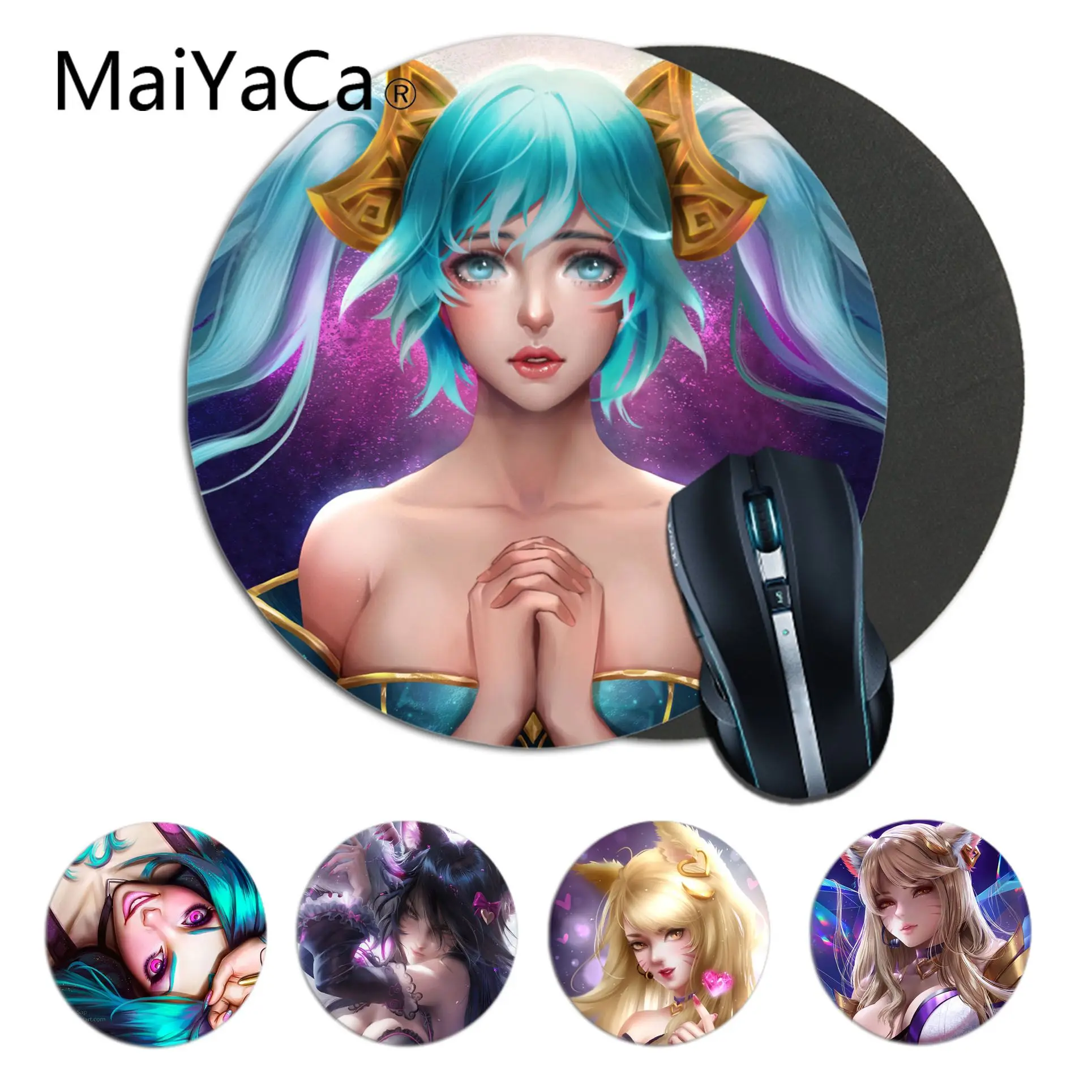 Maiyaca K DA Ари LoL girls1 DIY дизайн игровой с узором круглый коврик для мыши игровая