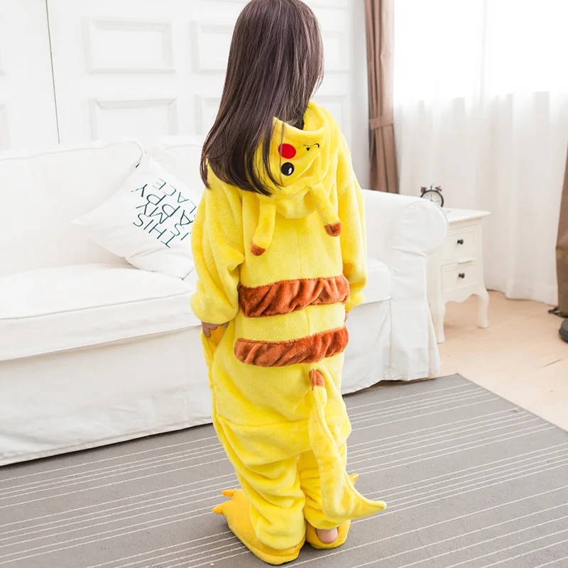 Pijama infantil Onesie/Детская Пижама с капюшоном и рисунком животных; желтый Пикачу; Детская Пижама унисекс для мальчиков и девочек