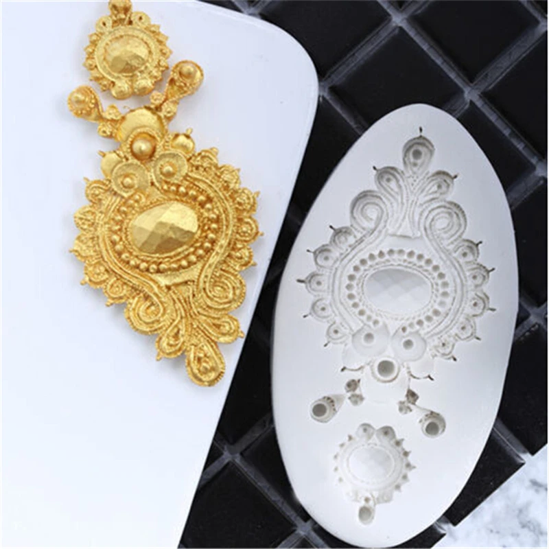 

1Pc 3D Vintage Jewelled Brooch Silicone Cake Mould DIY Fondant Sugar Chocolate Molds Cake Decoration Baking Tools For Party