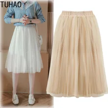 TUHAO/ весенне-летняя плиссированная юбка для девочек, юбки для женщин, однотонное бальное платье, юбка-пачка для вечеринки в стиле Лолиты, Faldas Saia Jupe MKFS