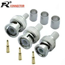 10 pçs/lote bnc tipo conector de friso macho para sistemas cctv conector acoplador fêmea bnc rg58/rg59/rg6 atacado