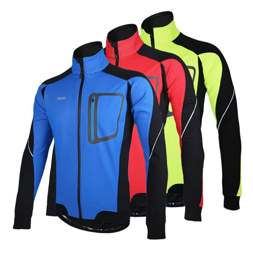 ARSUXEO Winter Warm Thermal Cycling Long Sleeve Jacket Bicycle Clothing Windproof Jersey MTB Mountain Bike Jacket