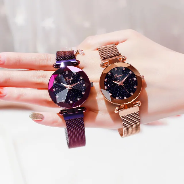 

Luxury Rose Gold Women Watches Starry Sky Magnet Buckle Ladies Clock Waterproof Female Wristwatch relogio feminino montre femme