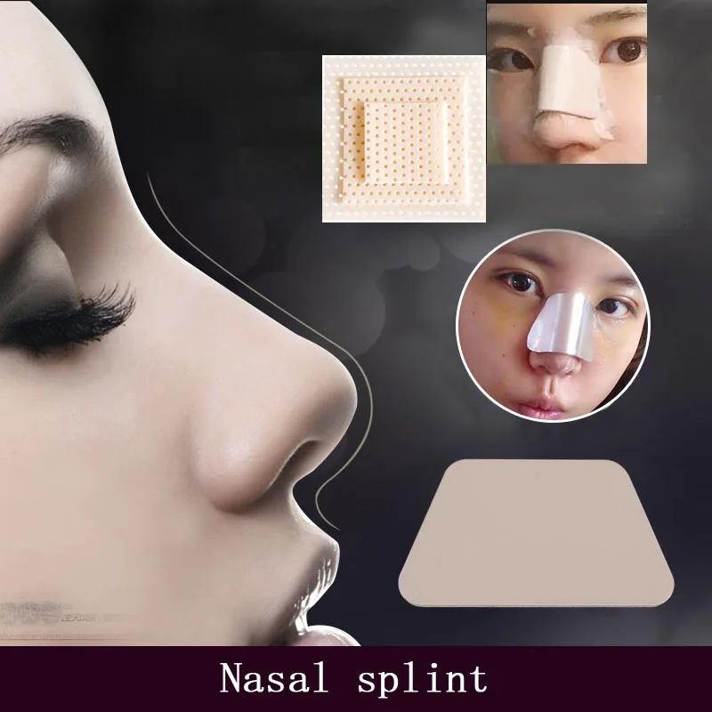 Rhinoplastie aluminium plastique auto-adhésif attelle nasale basse température plaque en plastique chaude trapézoïdale attelle nasale chirurgie nasale