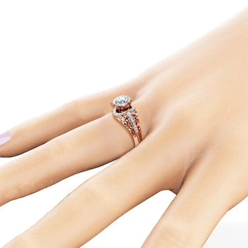 Новое микро покрытое 18 k розовое золото цвет модное ретро Обручальное кольцо с цветком ювелирные изделия для женщин модные кольца