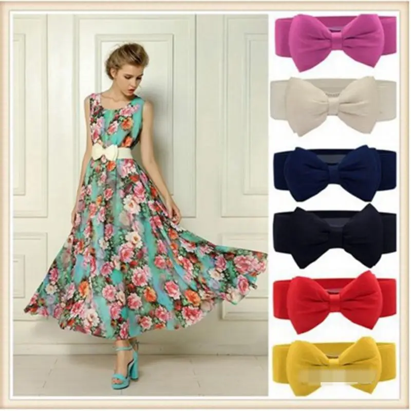 1 шт. женский эластичный пояс с бантом waistband waist belt belt fbelt fashion