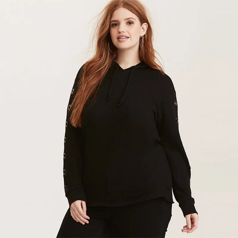 Kissmilk Plus Size Autumn 2018 Tops For Lady O Neck Rivet Women Normcore Slim Handsom Casual Streetwear Black Sweatshirt Kissmilk Plus Size Autumn 2018 Tops For Lady O Neck Rivet Women Normcore Slim Handsom Casual Streetwear Black Sweatshirt
