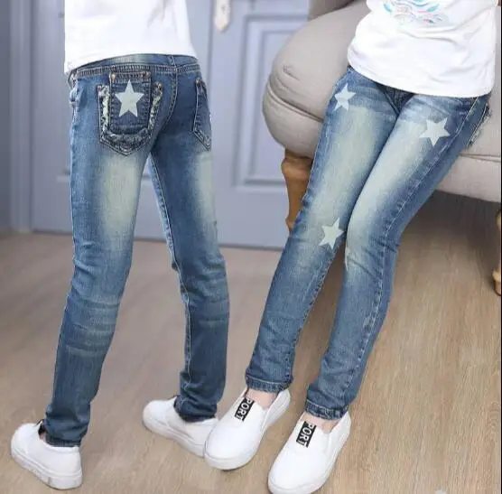 Штаны для девочек; джинсы; детские брюки для девочек; джинсы с вышивкой; повседневные джинсы; Осенняя детская одежда; Модные узкие брюки для девочек