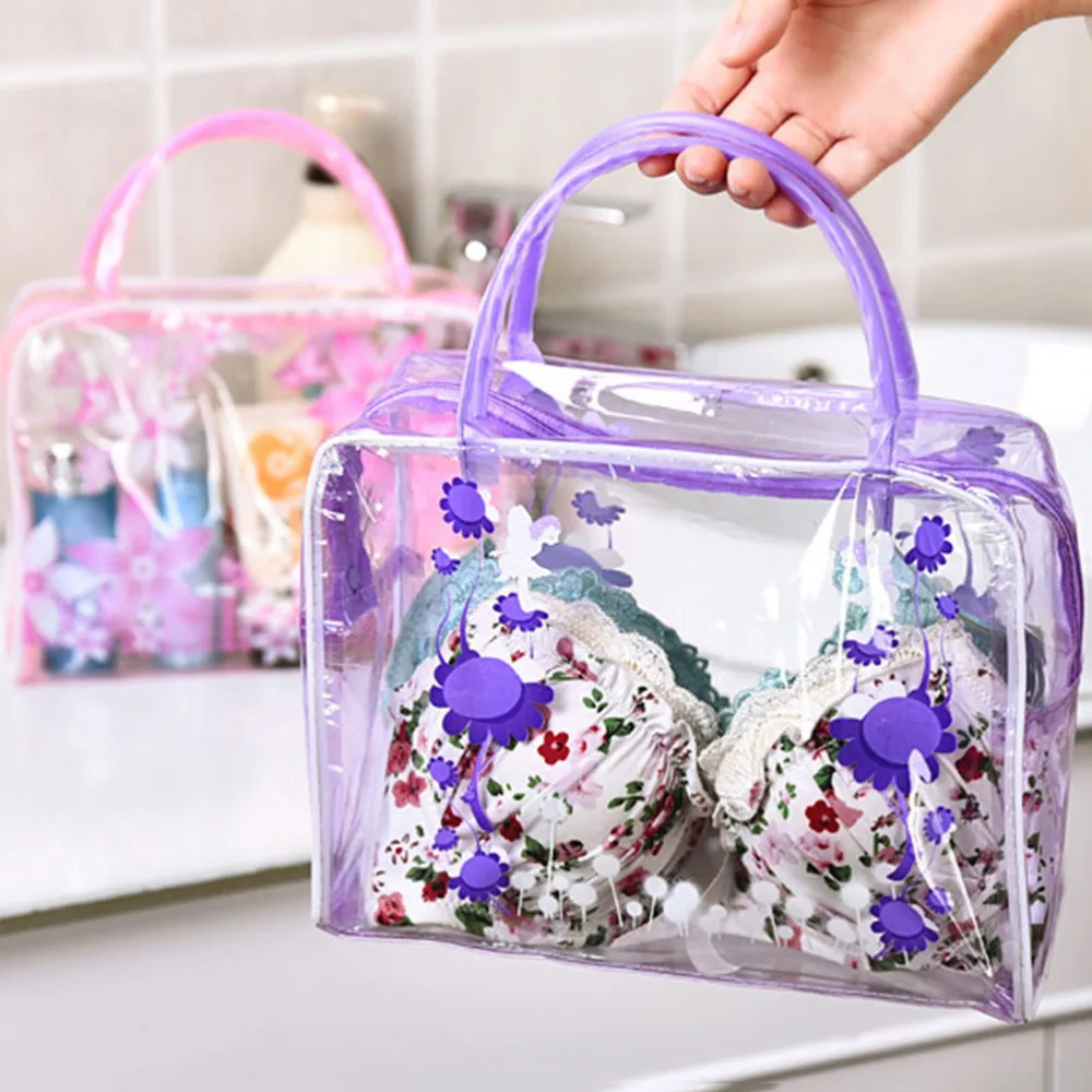 

1PCS 5 Colors Envelope Receive Toiletry Bags Skin Care Makeup Bag Organizer Transparent Floral Waterproof PVC Cosmetic Bag