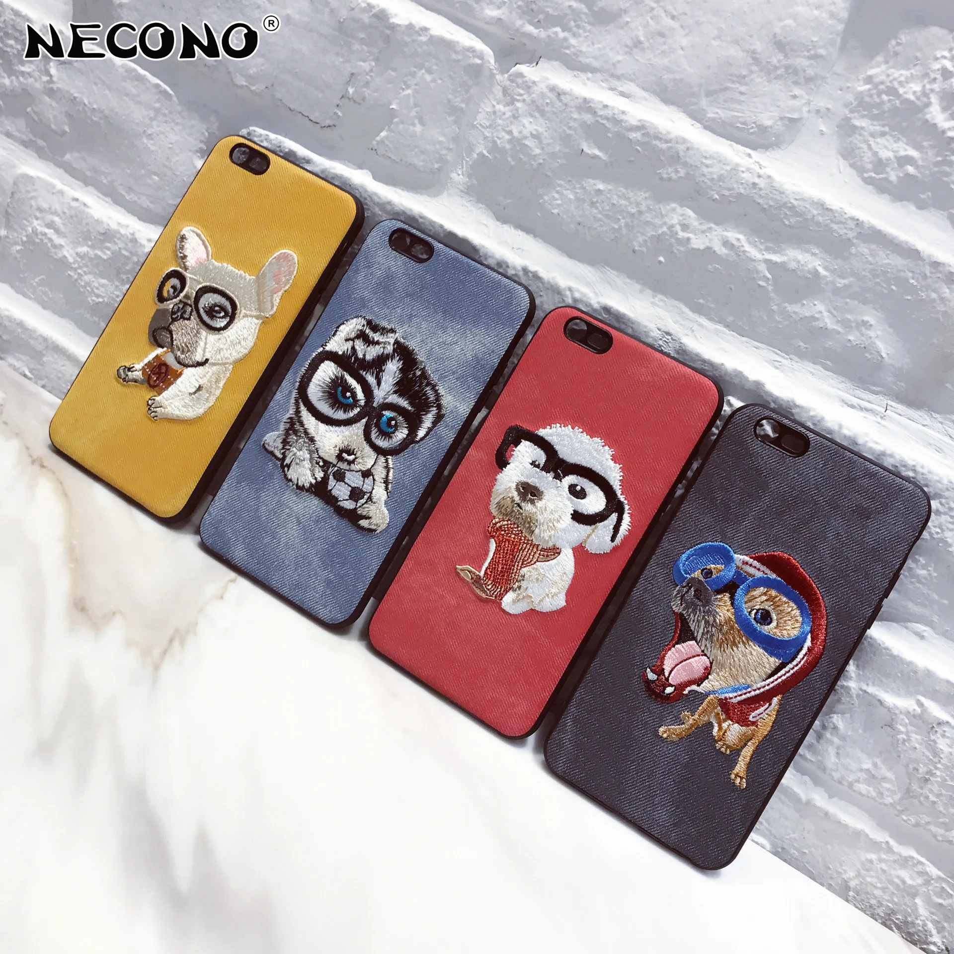 

Cute 3D Embroidery Dog Teddy Pug HUSKY Dog Pet Cover Case For iPhone X 6 6s 7 8 Plus Soft Mobile Phone Case For iPhone XS Max XR