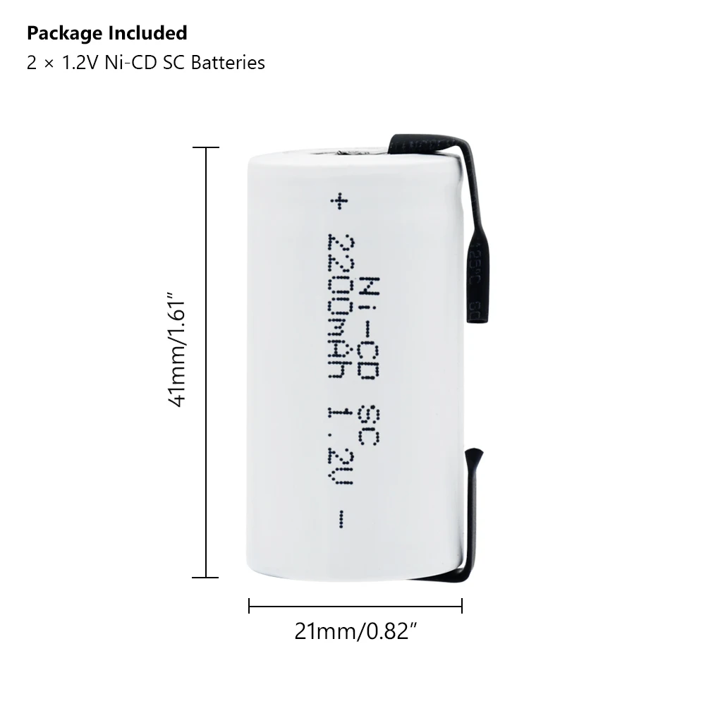 1 10 шт. высокая энергия 2200mAh 2 V Sub C/SC Ni Cd батарея с вкладками аккумуляторные батареи