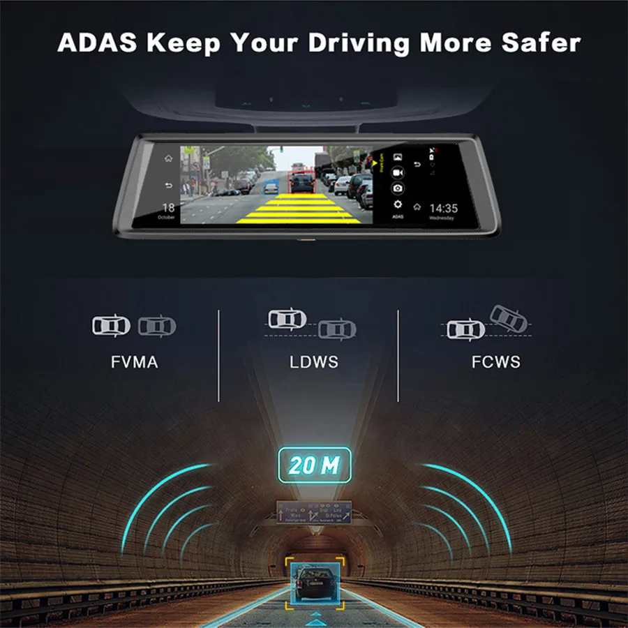 10 &quotзеркало заднего вида Android ips 4G Автомобильные видеорегистраторы с камерой ADAS