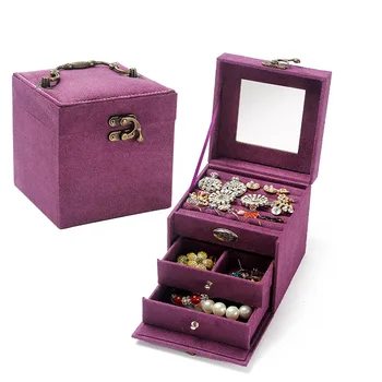 

Retro Europe Multi-tier Jewelry Storage Box Portable Travel Three Drawer Jewelry Storage Organizers Drawer Elegant Wedding Gifts