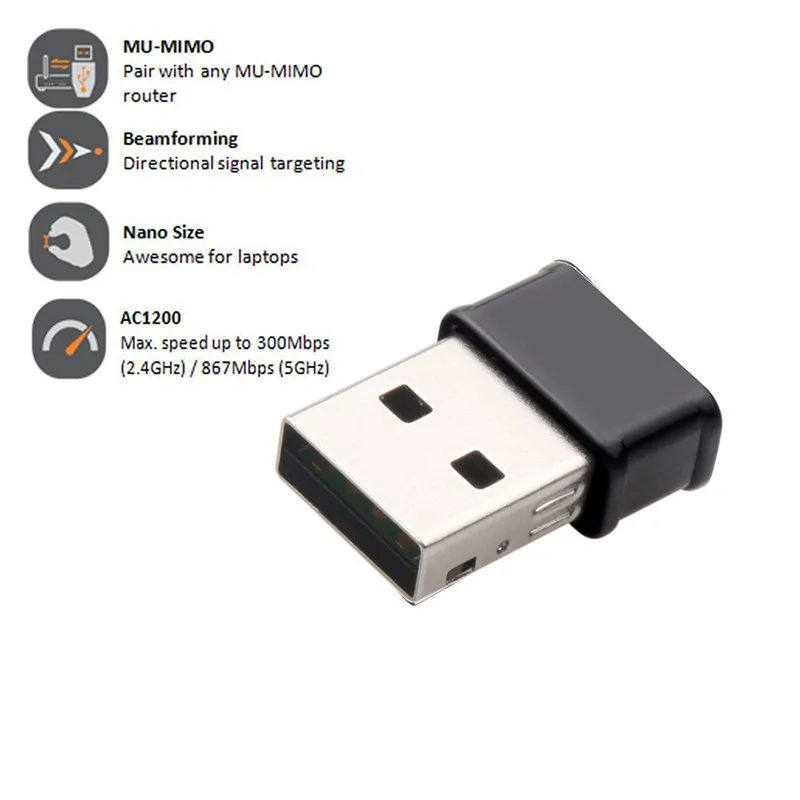 2,4G& 5G Двухдиапазонная сетевая карта мини Wifi USB адаптер приемник 1200 Мбит/с для Windows Mac os Linux с CD