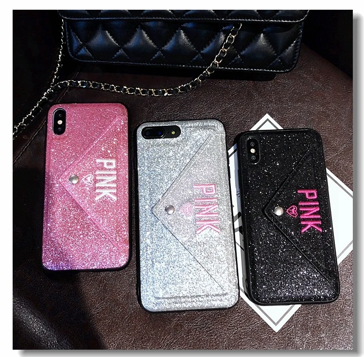 

Luxury Fashion Beautiful Holder Card Pocket Wallet Phone Cover Case For Iphone X 10 8 7 6 6s Plus 3d Letter Hard Coque Fundas