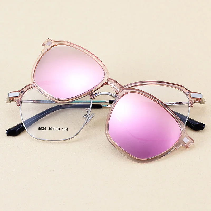 

Half Frame Semi-Rimless Polarized Magnetic Cli On Sunglasses Mens Womens Retro Eyewear Optical Clear Lens Eyeglasses Frame