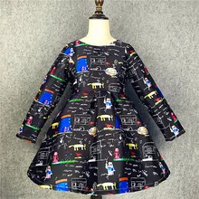 Girls graffiti cartoon dresses children long sleeve princess dress