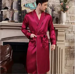 Сна халаты шелковое пятно для мужчин сплошной длинный рукав летний халат 2019 человек шелковое пятно Домашняя одежда пижамы халат