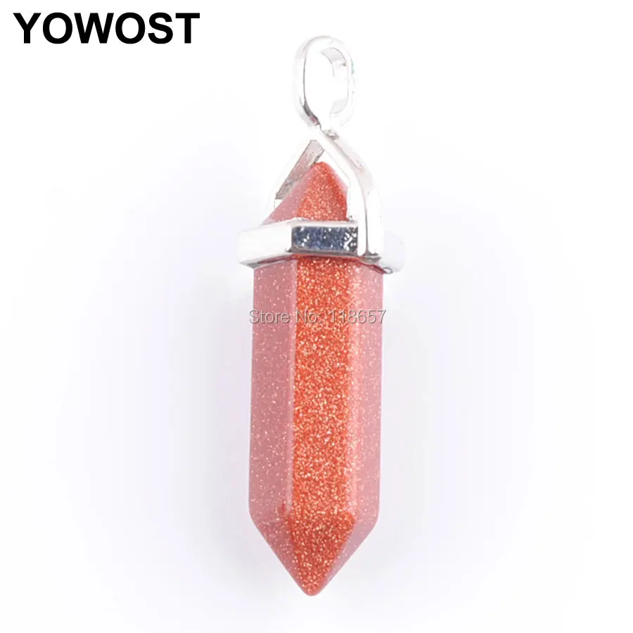 

Natural Golden Sand Gem Stone Bead Hexagonal Pointed Reiki Chakra Pendant Jewelry Charm 1pcs IN3033