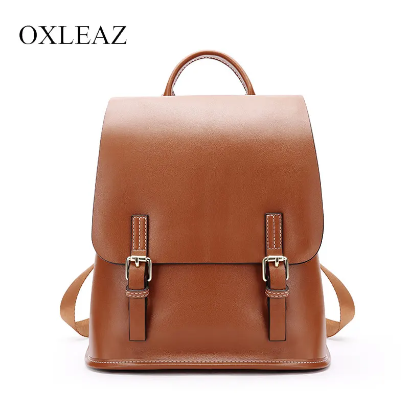 

OXLEAZ Korean Style Back Pack Genuine Cow Leather Backpack Vintage Bagpack Small Rucksack Women Backpacks for Teenage Girls
