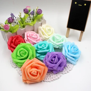 

100Pcs/lot 7cm Foam Large Roses Artificial Fowers For Wedding Home Christmas Decoration Craft Handmade DIY Supplies