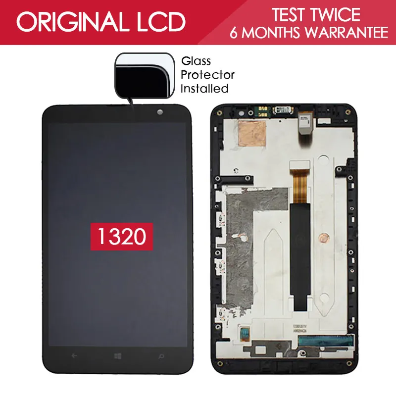 100 Tested Original 1280x720 IPS Display For NOKIA Lumia 1320 LCD Touch Screen Digitizer Assembly with