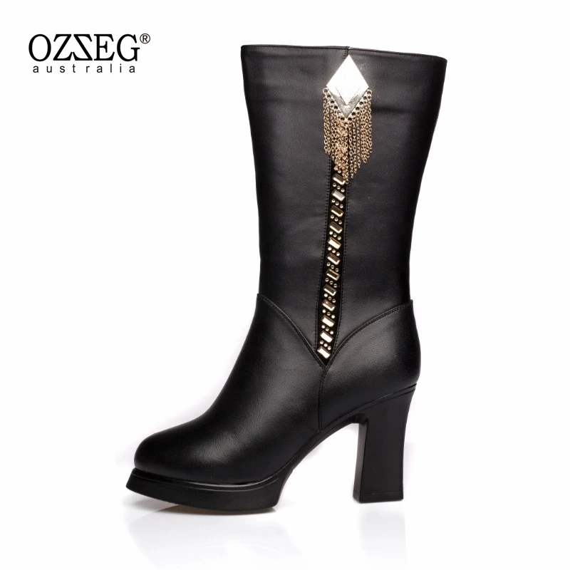 

Women Winter Shoes High Quality Knee High Boots Natural Wool Shearling Warmful Genuine Leather Women Winter Boots