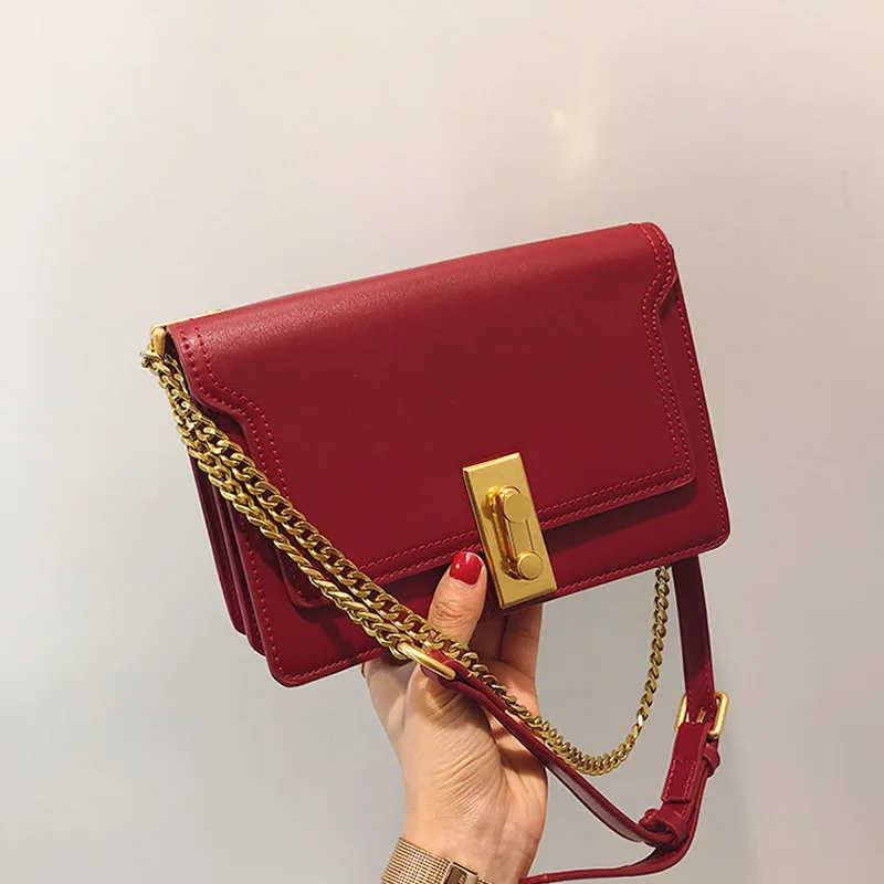 Женские Сумки из искусственной кожи, роскошные брендовые дизайнерские сумки через плечо для женщин, женские кожаные сумки через плечо INS - Цвет: RED