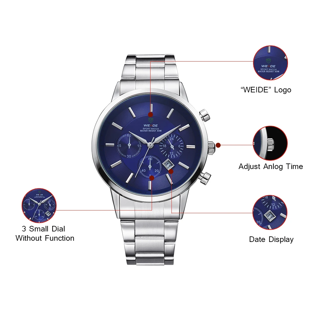 WEIDE Luxury Big Black Mens Watches Japan Quartz Movement Full Stainless Steel Waterproof Fashion Blue Wrist Watch Analog Clock WEIDE Luxury Big Black Mens Watches Japan Quartz Movement Full Stainless Steel Waterproof Fashion Blue Wrist Watch Analog Clock