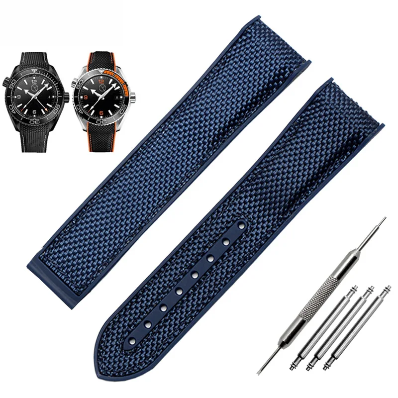 

New High quality watchband Nylon strap waterproof Rubber bottom 20mm 22mm for 8900 9900 men watch bracelet