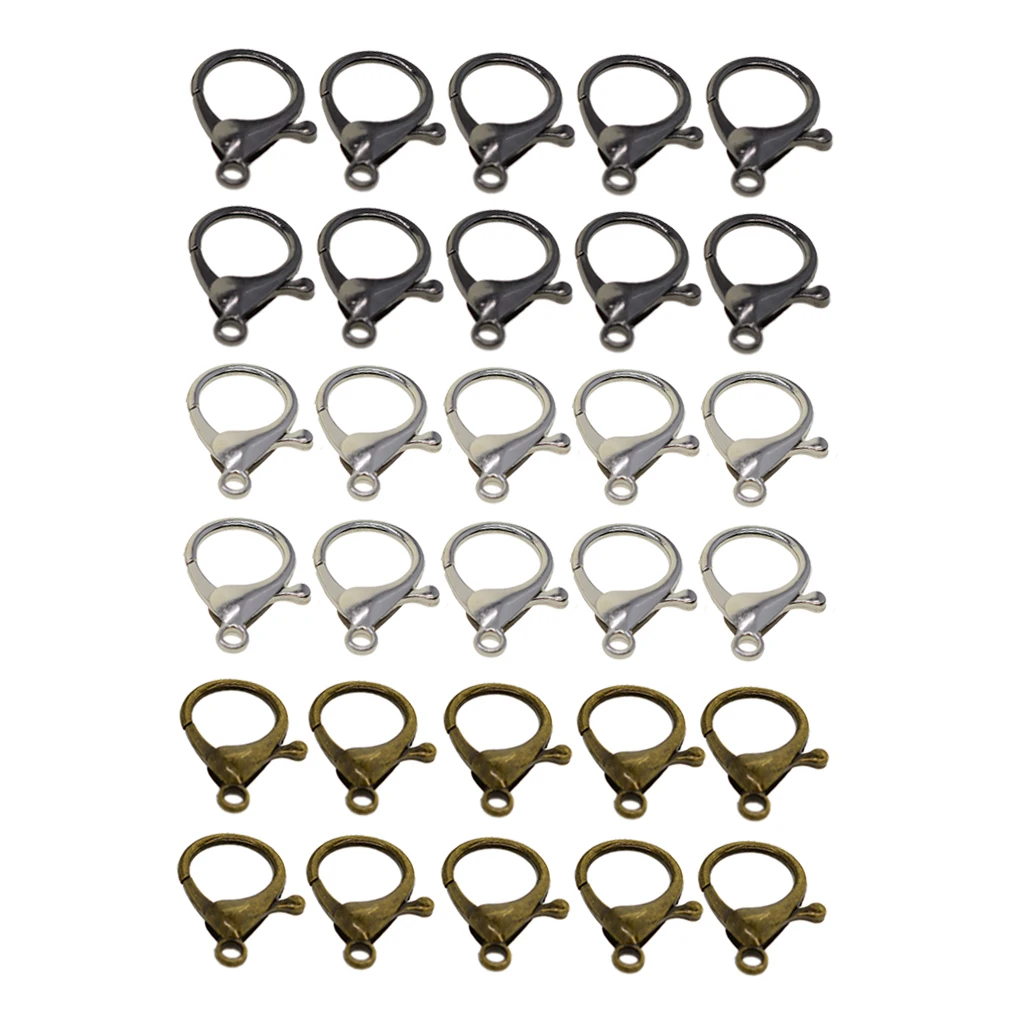 30 Sets Large Antique Metal Bag Lobster Clasp Clips Snap Hooks For King Ring Necklace Bracelet Chain DIY Jewelry Findings