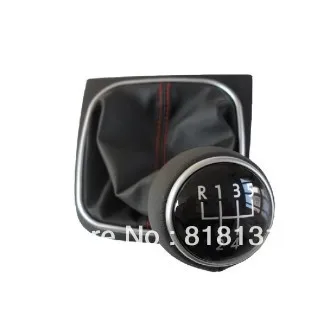 

5 Speed VW Genuine Leather Red Line MT Manual Gear Shift Knob Cover For GOLF 6 VI MK6 1KD 711 113 A